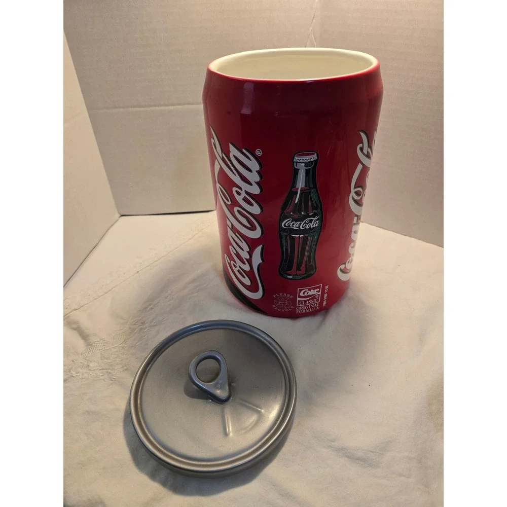 Large Gibson Coca-Cola Ceramic Cookie Jar Classic Soda Can Design Red White
